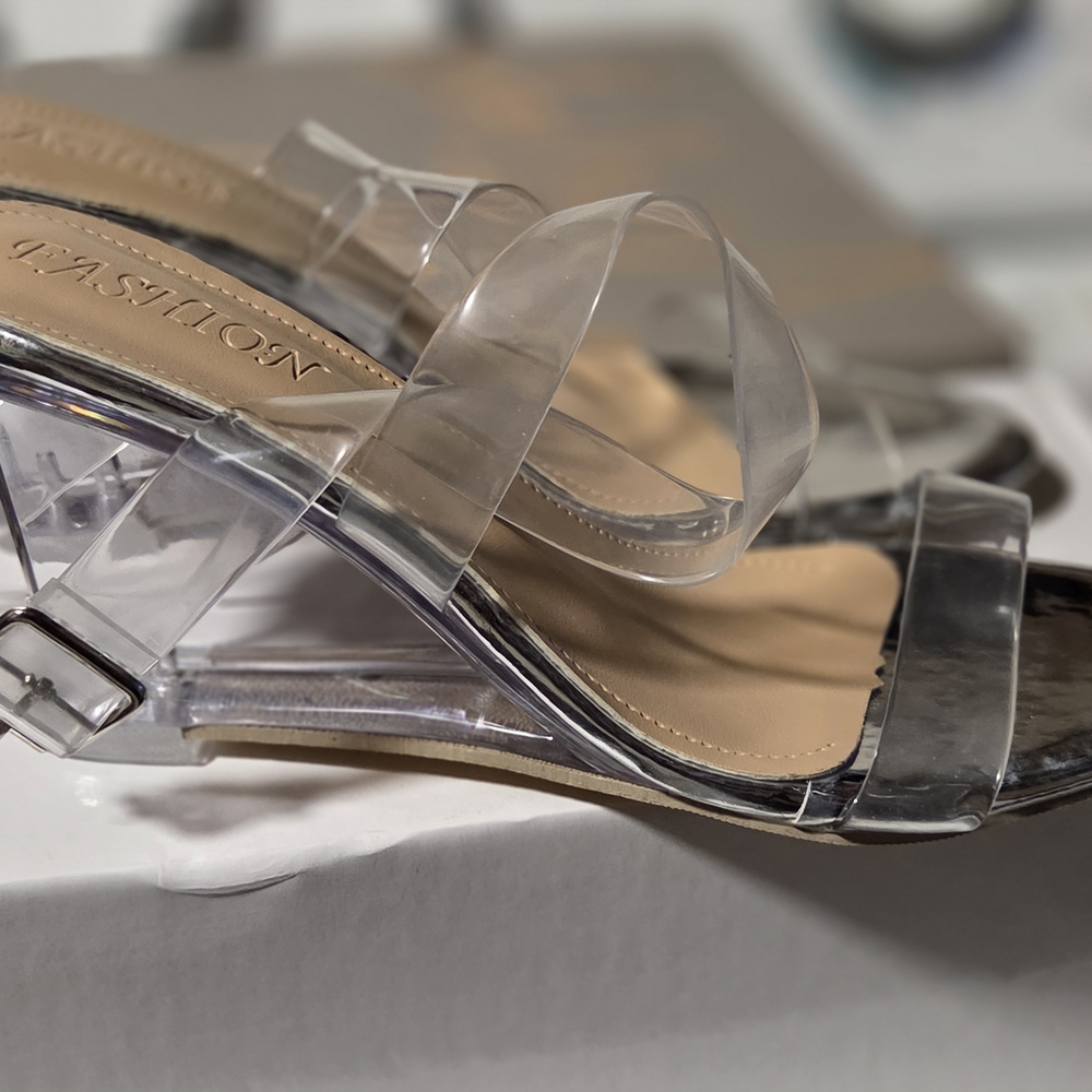 Transparent Strappy Heels by [Brand]